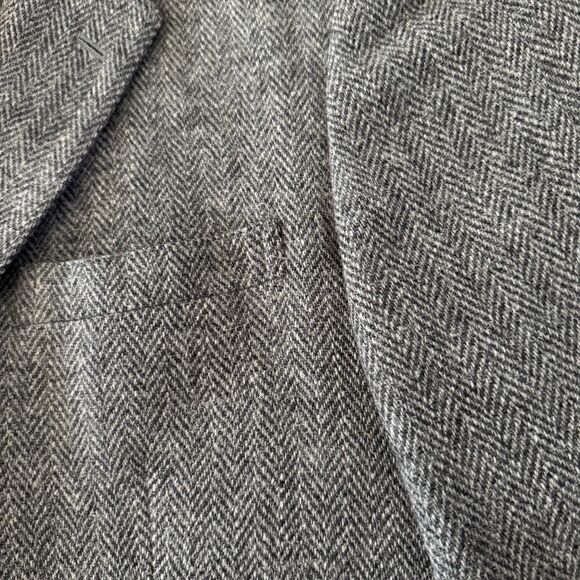 Vintage Wool Tweed Herringbone Blazer Mens 44R Gray Japan Jacket Sport Coat READ - Picture 4 of 13